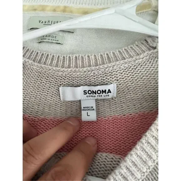 Sonoma maroon beige and pink Crewneck sweater L - Picture 3 of 5